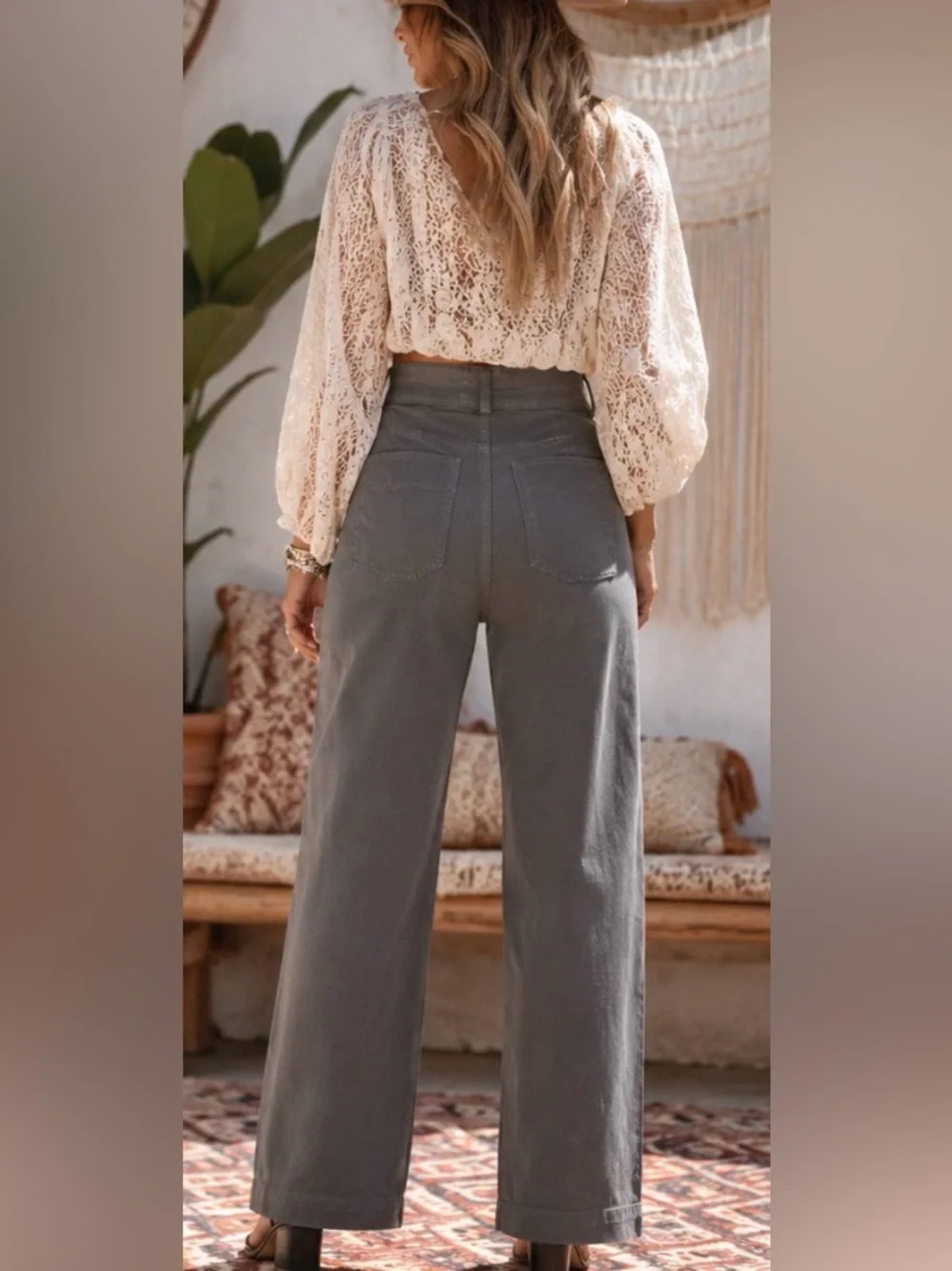 Everlane Organic Cotton Wide Leg Pants Size 0 Gray High Rise Heavyweight Twill